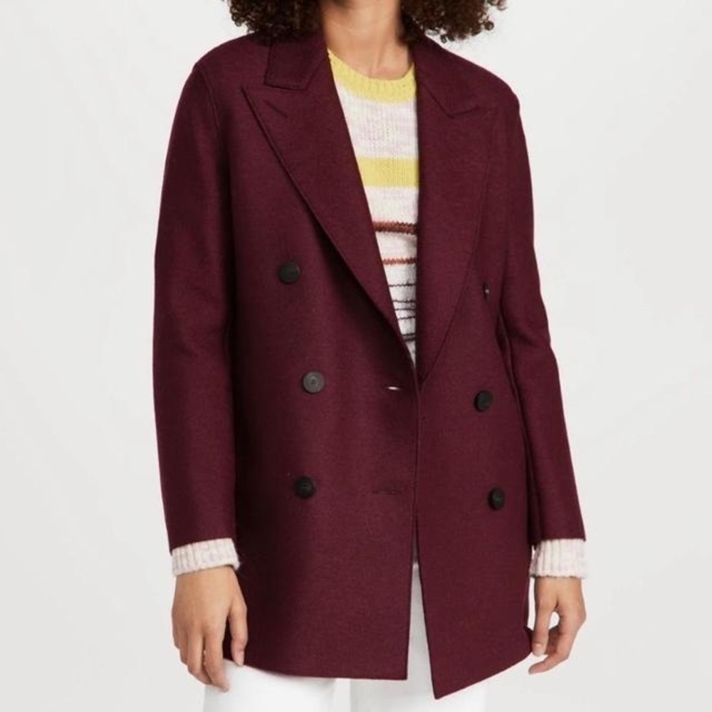 Harris Wharf London Slouchy Pressed Wool Peacoat Size 48 XL